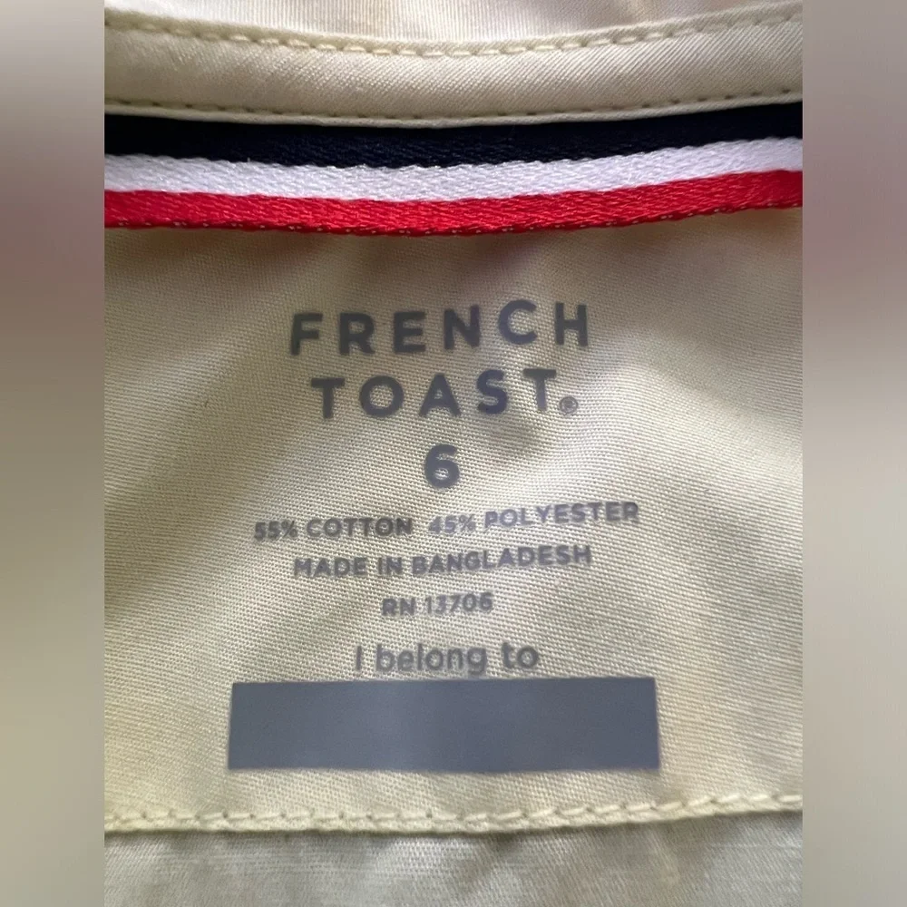 “FRENCH TOAST” SHORT SLEEVE YELLOW BOYS OXFORD SHIRT.